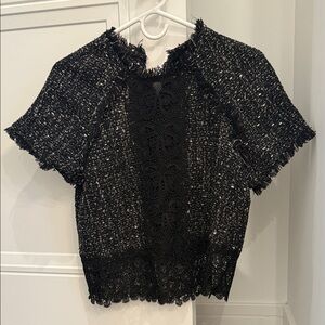 Elegant Zara Black Lace and boucle Women's Top